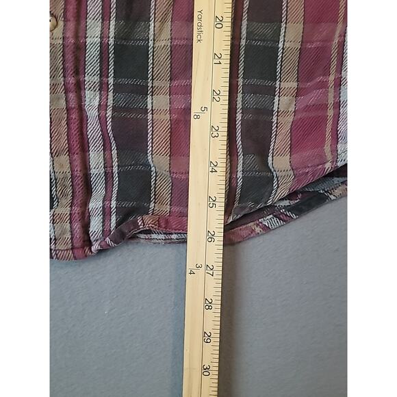 VTG Carhartt Flannel Shirt Small Distressed Plaid Los Angeles Spellout USA - Picture 7 of 8